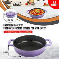 Enameled Cast Iron Cookware Casserole Braiser Pan, Round CastIron Skillet lid for Oven Kings Warehouse 