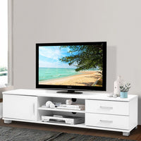 Entertainment Unit TV Cabinet 120cm White Dylan Furniture Kings Warehouse 