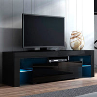 Entertainment Unit TV Cabinet LED 130cm Black Elo Furniture Kings Warehouse 