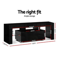 Entertainment Unit TV Cabinet LED 130cm Black Elo Furniture Kings Warehouse 