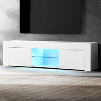 Entertainment Unit TV Cabinet LED 130cm White Angus Furniture Kings Warehouse 