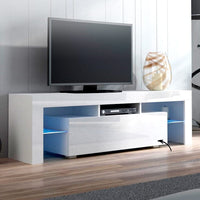 Entertainment Unit TV Cabinet LED 130cm White Elo Furniture Kings Warehouse 