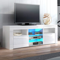 Entertainment Unit TV Cabinet LED 145cm White Angus Furniture Kings Warehouse 