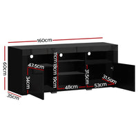 Entertainment Unit TV Cabinet LED 160cm Black Bobi Furniture Kings Warehouse 