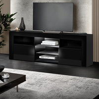 Entertainment Unit TV Cabinet LED 160cm Black Bobi Furniture Kings Warehouse 