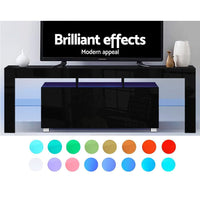 Entertainment Unit TV Cabinet LED 160cm Black Elo Furniture Kings Warehouse 