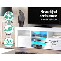 Entertainment Unit TV Cabinet LED 160cm White Bobi Furniture Kings Warehouse 