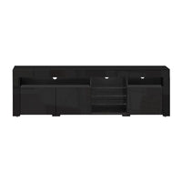 Entertainment Unit TV Cabinet LED 180cm Black Bobi Furniture Kings Warehouse 