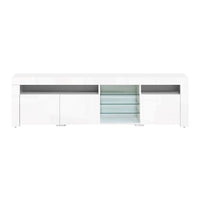 Entertainment Unit TV Cabinet LED 180cm White Bobi Furniture Kings Warehouse 