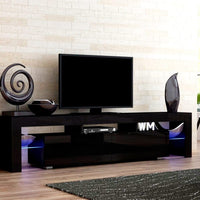 Entertainment Unit TV Cabinet LED 189cm Black Elo Furniture Kings Warehouse 