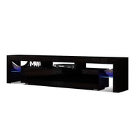 Entertainment Unit TV Cabinet LED 189cm Black Elo Furniture Kings Warehouse 