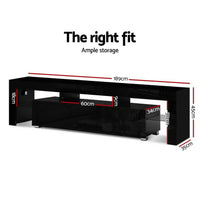 Entertainment Unit TV Cabinet LED 189cm Black Elo Furniture Kings Warehouse 