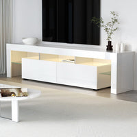 Entertainment Unit TV Cabinet LED 189cm White Elo Furniture Kings Warehouse 