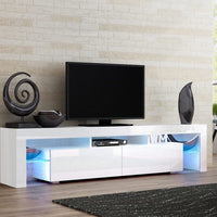 Entertainment Unit TV Cabinet LED 189cm White Elo Furniture Kings Warehouse 