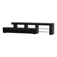 Entertainment Unit TV Cabinet LED 215cm Black Caya Furniture Kings Warehouse 