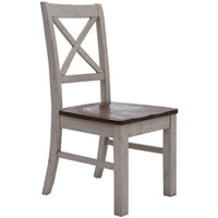 Erica X-Back Dining Chair Set of 2 Solid Acacia Timber Wood Hampton Brown White dining Kings Warehouse 