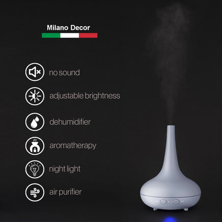 Essential Oil Diffuser Ultrasonic Humidifier Aromatherapy LED Light 200ML 3 Oils - Matte Grey Appliances Kings Warehouse 