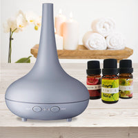 Essential Oil Diffuser Ultrasonic Humidifier Aromatherapy LED Light 200ML 3 Oils - Matte Grey Appliances Kings Warehouse 