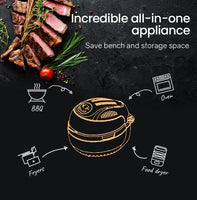 EUROCHEF 10L Electric Digital Air Fryer with Rotisserie, Rotating Fry Basket, Rack and Tongs, White Appliances Kings Warehouse 