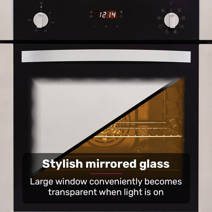 EuroChef 60cm Stainless Built-in 70L Grill 8 Function Fan Forced Electric Wall Oven Appliances Kings Warehouse 