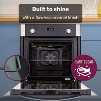 EuroChef 60cm Stainless Built-in 70L Grill 8 Function Fan Forced Electric Wall Oven Appliances Kings Warehouse 