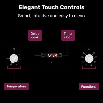 EuroChef 60cm Stainless Built-in 70L Grill 8 Function Fan Forced Electric Wall Oven Appliances Kings Warehouse 