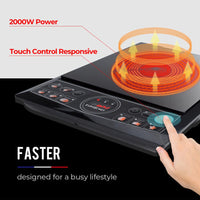 EuroChef Electric Induction Cooktop Portable Kitchen Cooker Ceramic Cook Top Appliances Kings Warehouse 