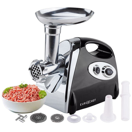 EUROCHEF Electric Meat Grinder, Stainless Steel Mincer Sausage Filler Kibbe Maker, Black Appliances Kings Warehouse 