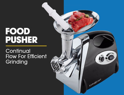 EUROCHEF Electric Meat Grinder, Stainless Steel Mincer Sausage Filler Kibbe Maker, Black Appliances Kings Warehouse 