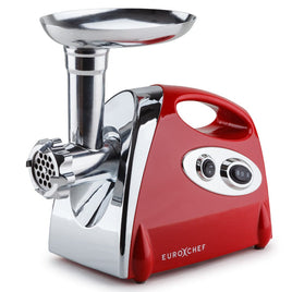 EUROCHEF Electric Meat Grinder, Stainless Steel Mincer Sausage Filler Kibbe Maker, Red Appliances Kings Warehouse