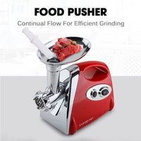 EUROCHEF Electric Meat Grinder, Stainless Steel Mincer Sausage Filler Kibbe Maker, Red Appliances Kings Warehouse 