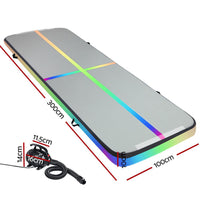 Everfit 3M Air Track Gymnastics Tumbling Exercise Mat Inflatable Mats + Pump Sports & Fitness Kings Warehouse 