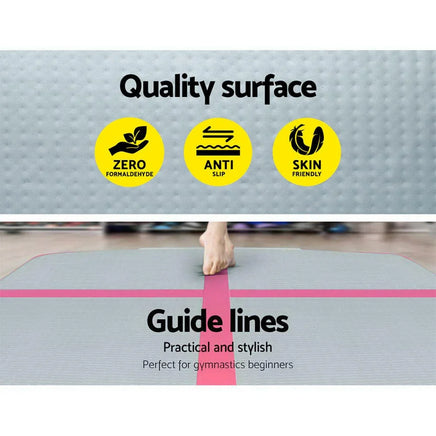 Everfit 3m x 1m Air Track Mat Gymnastic Tumbling Pink and Grey Sports & Fitness Kings Warehouse 