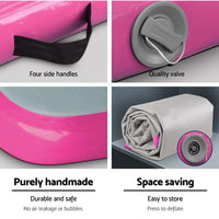 Everfit 3m x 1m Air Track Mat Gymnastic Tumbling Pink and Grey Sports & Fitness Kings Warehouse 