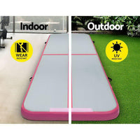 Everfit 3m x 1m Air Track Mat Gymnastic Tumbling Pink and Grey Sports & Fitness Kings Warehouse 