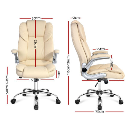 Executive Office Chair Leather Tilt Beige Furniture Kings Warehouse 