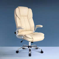 Executive Office Chair Leather Tilt Beige Furniture Kings Warehouse 