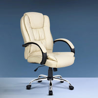 Executive Office Chair Leather Tilt Beige Furniture Kings Warehouse 