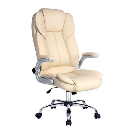 Executive Office Chair Leather Tilt Beige Furniture Kings Warehouse 