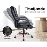 Executive Office Chair Leather Tilt Black Furniture Kings Warehouse 