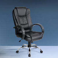 Executive Office Chair Leather Tilt Black Furniture Kings Warehouse 