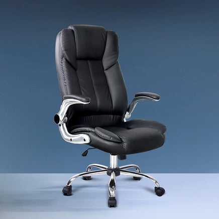 Executive Office Chair Leather Tilt Black Furniture Kings Warehouse 