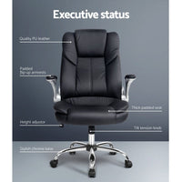 Executive Office Chair Leather Tilt Black Furniture Kings Warehouse 