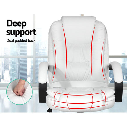 Executive Office Chair Leather Tilt White Furniture Kings Warehouse 