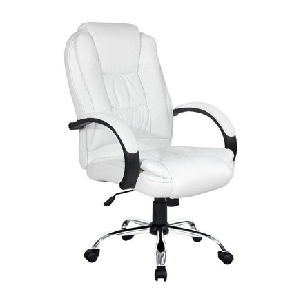 Executive Office Chair Leather Tilt White Furniture Kings Warehouse 