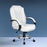 Executive Office Chair Leather Tilt White Furniture Kings Warehouse 