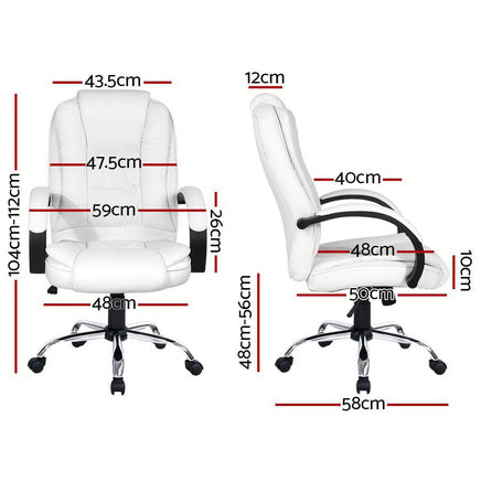 Executive Office Chair Leather Tilt White Furniture Kings Warehouse 