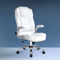 Executive Office Chair Leather Tilt White Furniture Kings Warehouse 