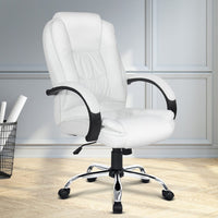 Executive Office Chair Leather Tilt White Furniture Kings Warehouse 