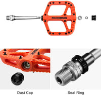 Extra Large MTB Flat Pedal Orange Nylon Composite 208g Stud Pin Grips ORANGE Rockbros Sports & Fitness Kings Warehouse 
